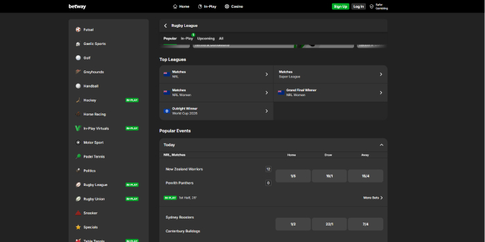 Betway Rugby Betting